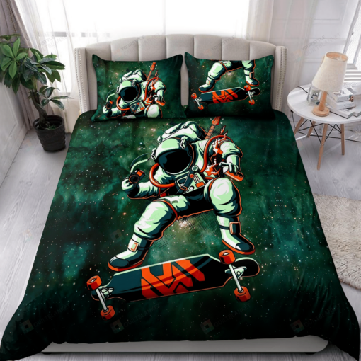 Skateboard Astronaut Bedding Set Bed Sheets Spread Comforter Duvet Cover Bedding Sets