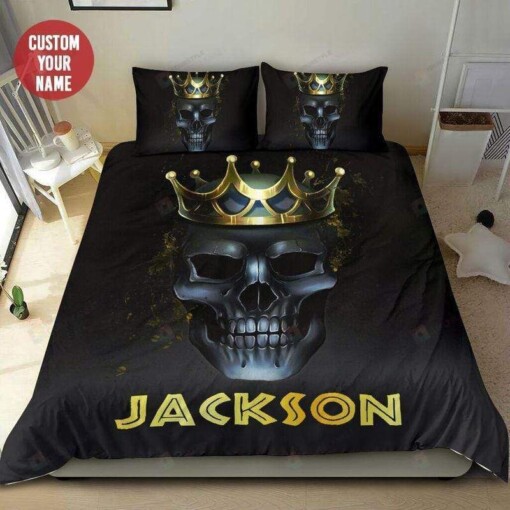 King Skull Personalized Custom Name Duvet Cover Bedding Set