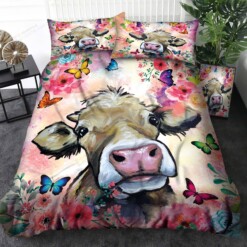 Cow With Flower Drawing Bedding Set Bed Sheets Spread Comforter Duvet Cover Bedding Sets