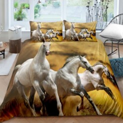 White Horses Bedding Set Bed Sheets Spread Comforter Duvet Cover Bedding Sets