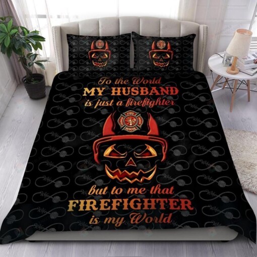 Firefighter Is My World Bedding Set Cotton Bed Sheets Spread Comforter Duvet Cover Bedding Sets