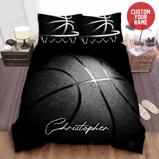 Black Basketball Personalized Custom Name Duvet Cover Bedding Set