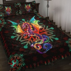 Dragon Christmas Snow Flower Quilt Bedding Set