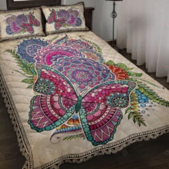 Butterfly Vintage Zentangle Quilt Bedding Set