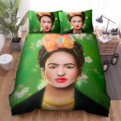 Frida Green Bed Sheets Spread Comforter Duvet Cover Bedding Sets