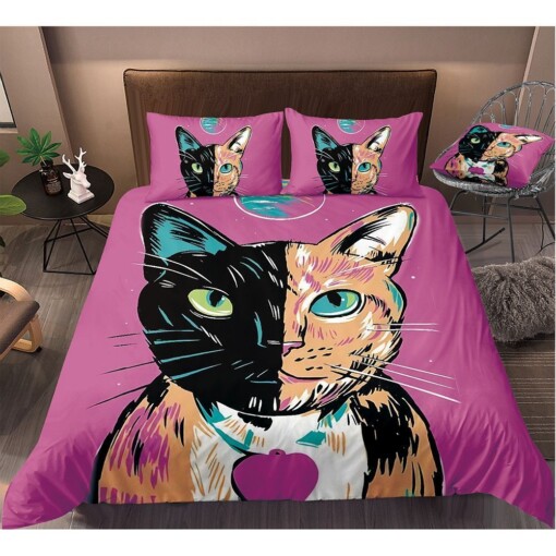 Cat Painting With Color Bedding Set Bed Sheets Spread Comforter Duvet Cover Bedding Sets