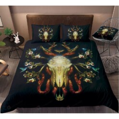 Bull Skull With Flower Bedding Set Bed Sheets Spread Comforter Duvet Cover Bedding Sets