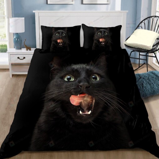 Happy Black CatBed Sheets Duvet Cover Quilt Bedding Set