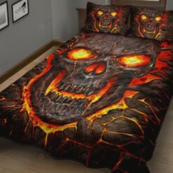 Skull On Fire Quilt Bedding Set