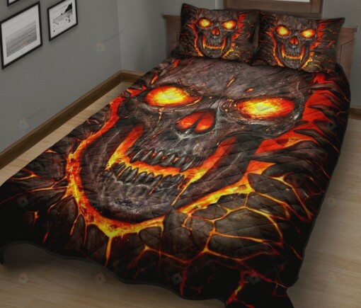 Skull On Fire Quilt Bedding Set