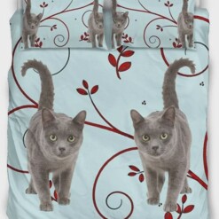 Korat Cat Print Bedding Set Bed Sheets Spread Comforter Duvet Cover Bedding Sets