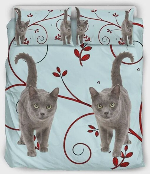 Korat Cat Print Bedding Set Bed Sheets Spread Comforter Duvet Cover Bedding Sets
