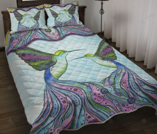 Unique Couple Hummingbird Quilt Bedding Set