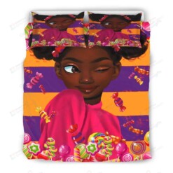 Sweet Candy Little Black Girl Bedding Set Bed Sheets Spread Comforter Duvet Cover Bedding Sets