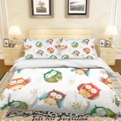 Cute Owl Pattern Bedding Set Cotton Bed Sheets Spread Comforter Duvet Cover Bedding Sets