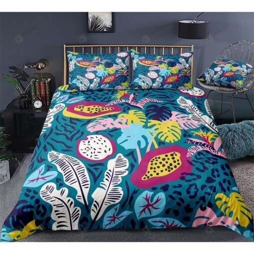 Tropical Leaves Pattern Pattern Bedding Set Bed Sheets Spread Comforter Duvet Cover Bedding Sets