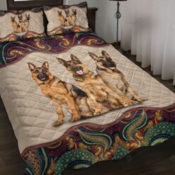 German Shepherd Abastract Mandala Quilt Bedding Set