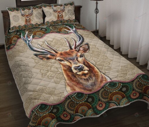Deer Vintage Mandala Quilt Bedding Set
