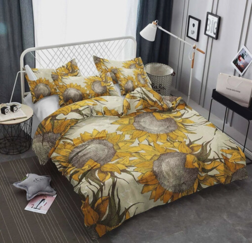 Sunflower Cotton Bed Sheets Spread Comforter Duvet Cover Bedding Sets