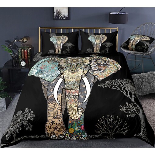 Elephant Art Pattern Bedding Set Bed Sheets Spread Comforter Duvet Cover Bedding Sets