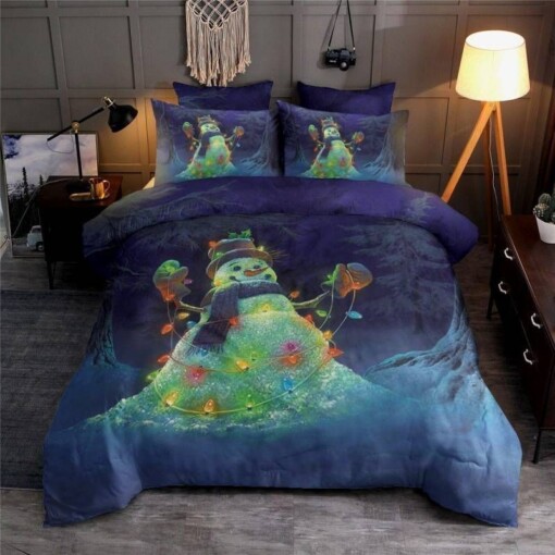 Snowman Mery Christmas Bedding Set Cotton Bed Sheets Spread Comforter Duvet Cover Bedding Sets