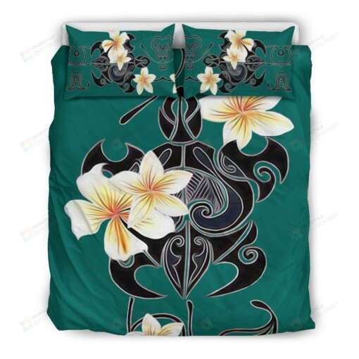 Turtle And Plumeria Bedding Set Bed Sheets Spread Comforter Duvet Cover Bedding Sets