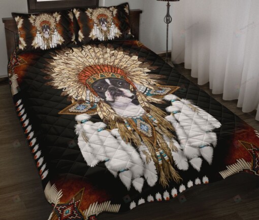 Native Boston Terrier Quilt Bedding Set