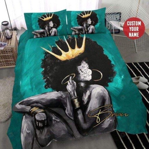 Black Queen Crown Personalized Custom Name Duvet Cover Bedding Set