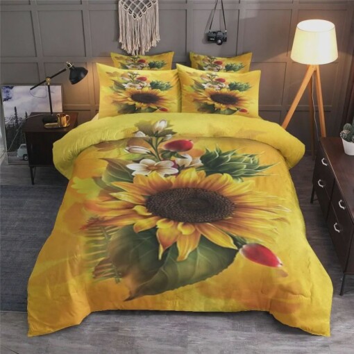 Sunflower Cotton Bed Sheets Spread Comforter Duvet Cover Bedding Sets