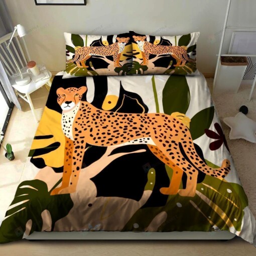 Cheetah Bedding Set Bed Sheets Spread Comforter Duvet Cover Bedding Sets