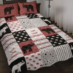 Live Love Elephants Quilt Bedding Set