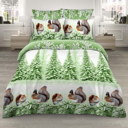 Squirrel Cotton Bed Sheets Spread Comforter Duvet Cover Bedding Sets