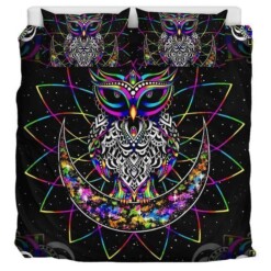 Owl Cotton Bed Sheets Spread Comforter Duvet Cover Bedding Sets