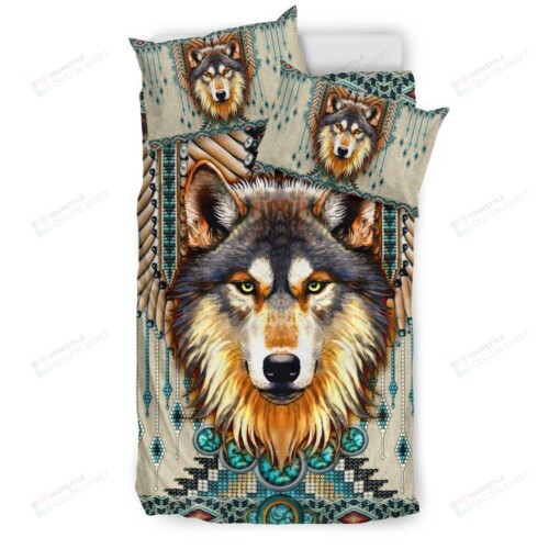 Wolf Native American Bedding Set Cotton Bed Sheets Spread Comforter Duvet Cover Bedding Sets