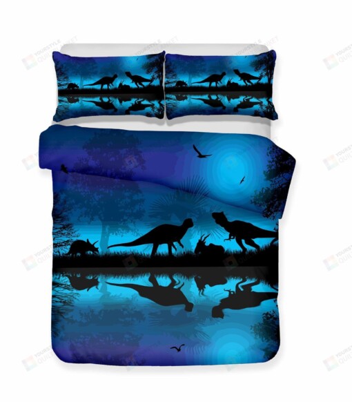 River Blue Moon Dinosaur Bed Sheets Duvet Cover Bedding Sets