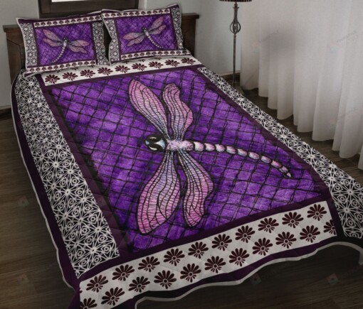 Dragonfly Art Color Quilt Bedding Set