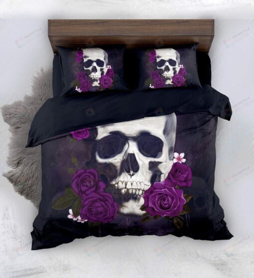 Bedding - Dark Purple Skull Bedding Set Cover (Duvet Cover & Pillow Cases)