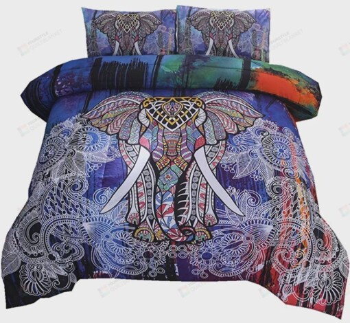 Elephant Printed Bedding Boho Mandala Printed Bedding Sets (Duvet Cover & Pillow Cases)