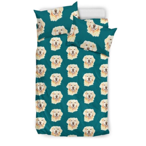 Lovely Golden Retriever Dog Pattern Print Bedding Set Bed Sheets Spread Comforter Duvet Cover Bedding Sets