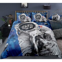 Cat Astronaut Bedding Set Bed Sheets Spread Comforter Duvet Cover Bedding Sets