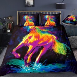 Colorful Horse Bedding Set Bed Sheets Spread Comforter Duvet Cover Bedding Sets