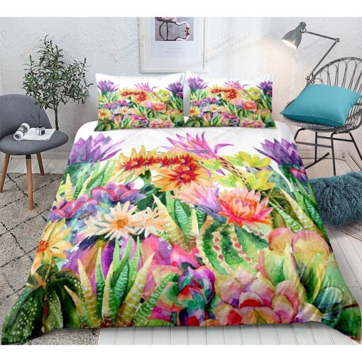 Cactus Garden With Flower Bedding Set Cotton Bed Sheets Spread Comforter Duvet Cover Bedding Sets