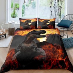 T-Rex Fire Background Bed Sheets Duvet Cover Bedding Sets