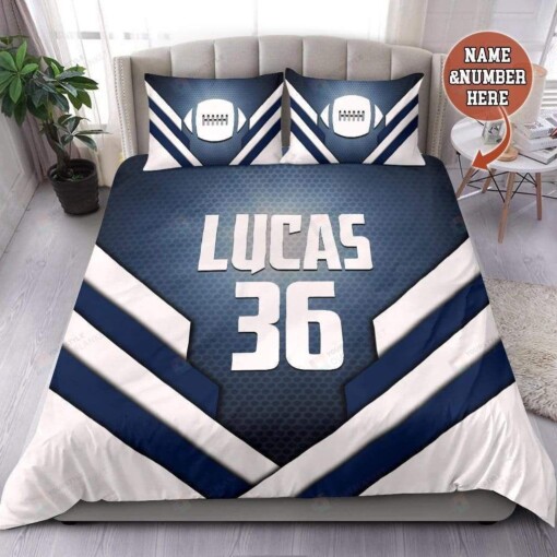 Football Glowing Personalized Custom Name Duvet Cover Bedding Set