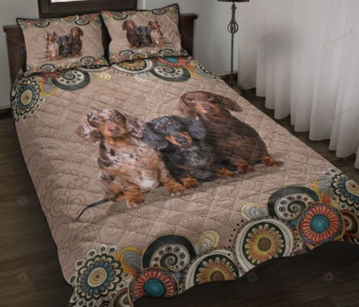 Dachshund Mandala Pattern Quilt Bedding Set Cotton Bed Sheets Spread Comforter Duvet Cover Bedding Sets