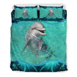 Dolphin Swimming Bedding Set Cotton Bed Sheets Spread Comforter Duvet Cover Bedding Sets