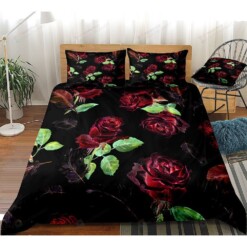 Rose Bed Sheets Spread Comforter Duvet Cover Bedding Sets