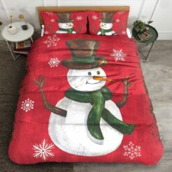 Snowman Cotton Bed Sheets Spread Comforter Duvet Cover Bedding Sets