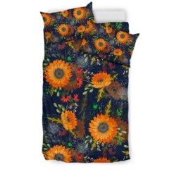 Orange Sunflower Bedding Set Cotton Bed Sheets Spread Comforter Duvet Cover Bedding Sets