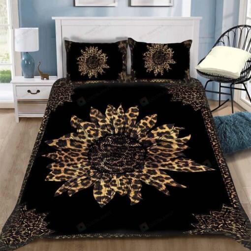 Custom Bedding Leopard Sunflower Cotton Bed Sheets Spread Comforter Duvet Cover Bedding Sets